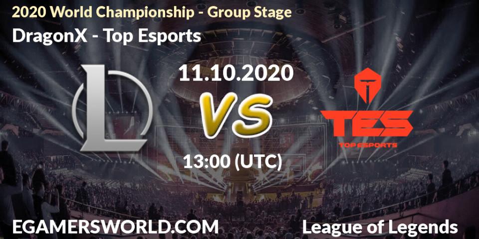 DRX - Top Esports: Maç tahminleri. 11.10.2020 at 13:00, LoL, 2020 World Championship - Group Stage
