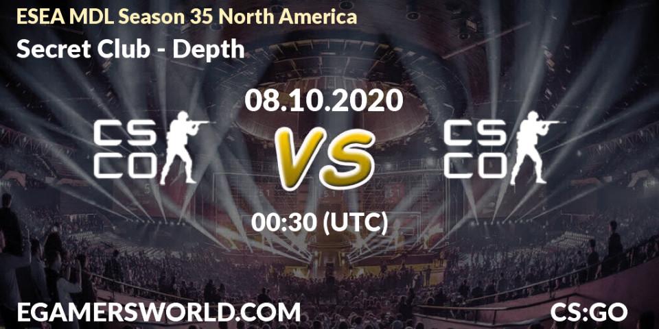 Secret Club - Depth: Maç tahminleri. 08.10.2020 at 00:30, Counter-Strike (CS2), ESEA MDL Season 35 North America