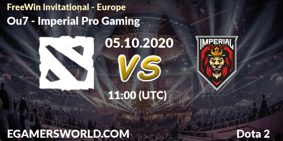 Ou7 - Imperial Pro Gaming: Maç tahminleri. 05.10.2020 at 11:15, Dota 2, FreeWin Invitational - Europe