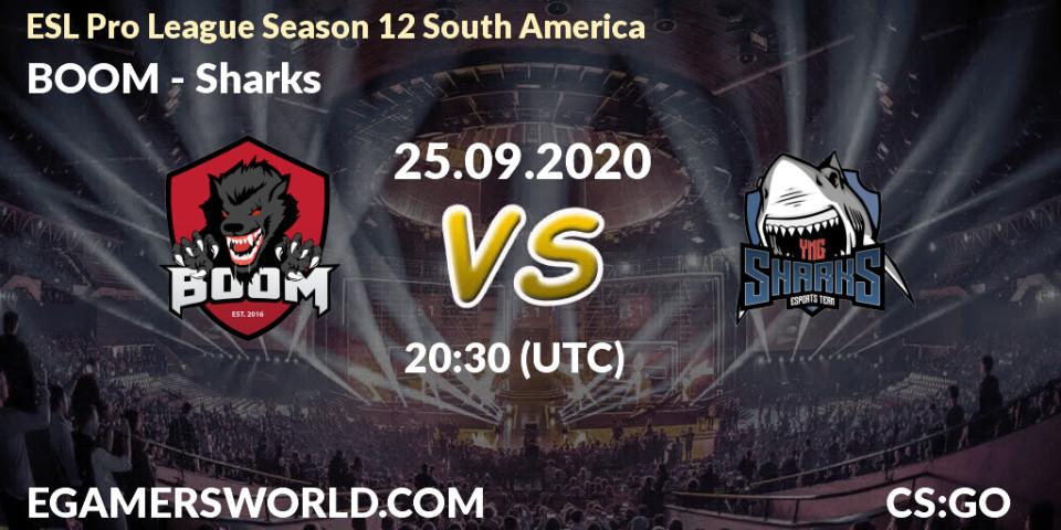 BOOM - Sharks: Maç tahminleri. 25.09.2020 at 21:00, Counter-Strike (CS2), ESL Pro League Season 12 South America