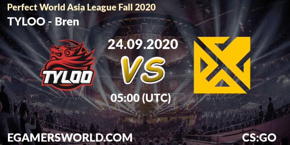 TYLOO - Bren: Maç tahminleri. 24.09.2020 at 05:00, Counter-Strike (CS2), Perfect World Asia League Fall 2020