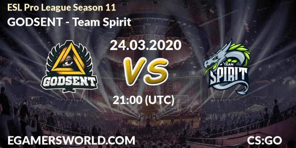 GODSENT - Team Spirit: Maç tahminleri. 24.03.2020 at 21:35, Counter-Strike (CS2), ESL Pro League Season 11: Europe