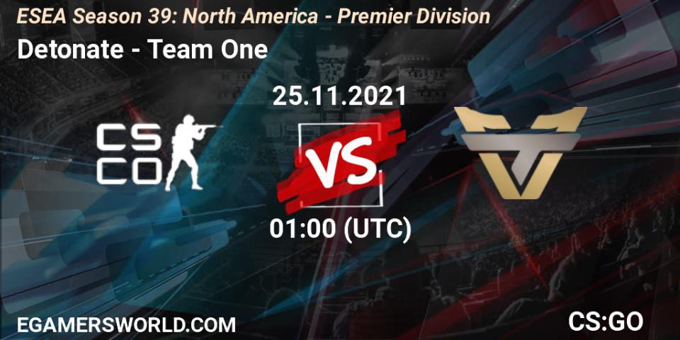Detonate - Team One: Maç tahminleri. 08.12.2021 at 01:00, Counter-Strike (CS2), ESEA Season 39: North America - Premier Division