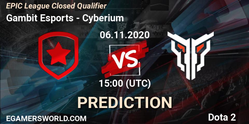 Gambit Esports - Cyberium: Maç tahminleri. 06.11.2020 at 13:59, Dota 2, EPIC League Closed Qualifier