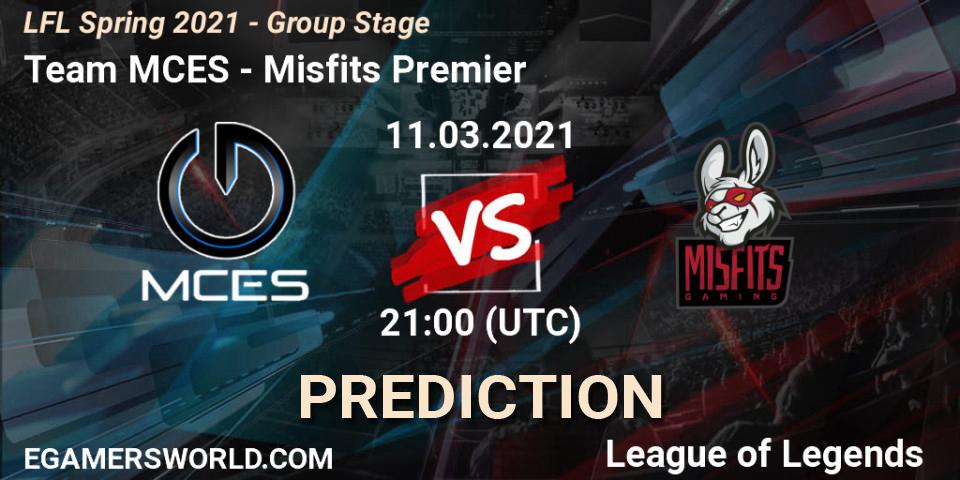 Team MCES - Misfits Premier: Maç tahminleri. 11.03.2021 at 20:00, LoL, LFL Spring 2021 - Group Stage