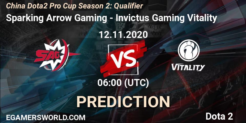 Sparking Arrow Gaming - Invictus Gaming Vitality: Maç tahminleri. 12.11.2020 at 06:00, Dota 2, China Dota2 Pro Cup Season 2: Qualifier