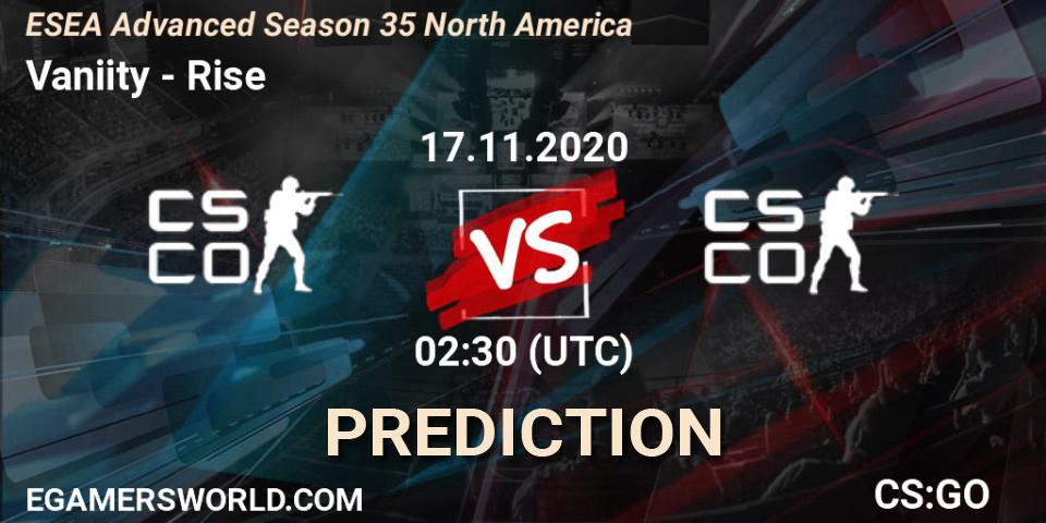 Vaniity - Rise: Maç tahminleri. 17.11.2020 at 02:30, Counter-Strike (CS2), ESEA Advanced Season 35 North America