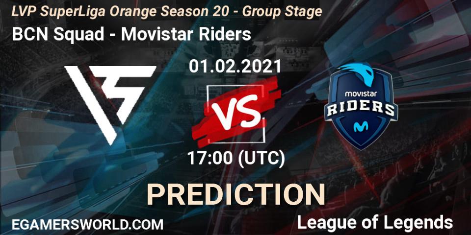 BCN Squad - Movistar Riders: Maç tahminleri. 01.02.2021 at 17:00, LoL, LVP SuperLiga Orange Season 20 - Group Stage