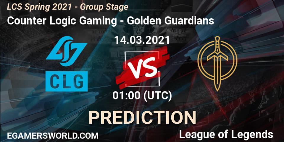 Counter Logic Gaming - Golden Guardians: Maç tahminleri. 14.03.2021 at 01:00, LoL, LCS Spring 2021 - Group Stage