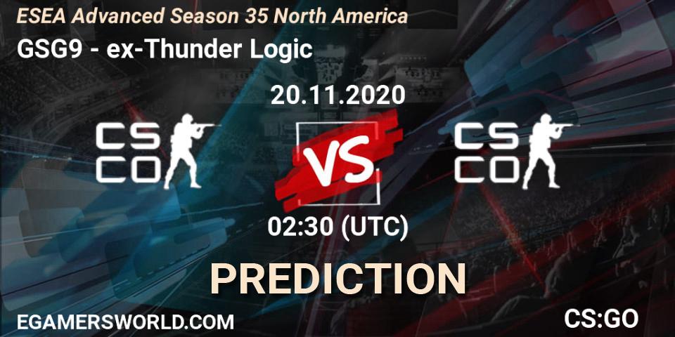 GSG9 - ex-Thunder Logic: Maç tahminleri. 21.11.2020 at 02:00, Counter-Strike (CS2), ESEA Advanced Season 35 North America