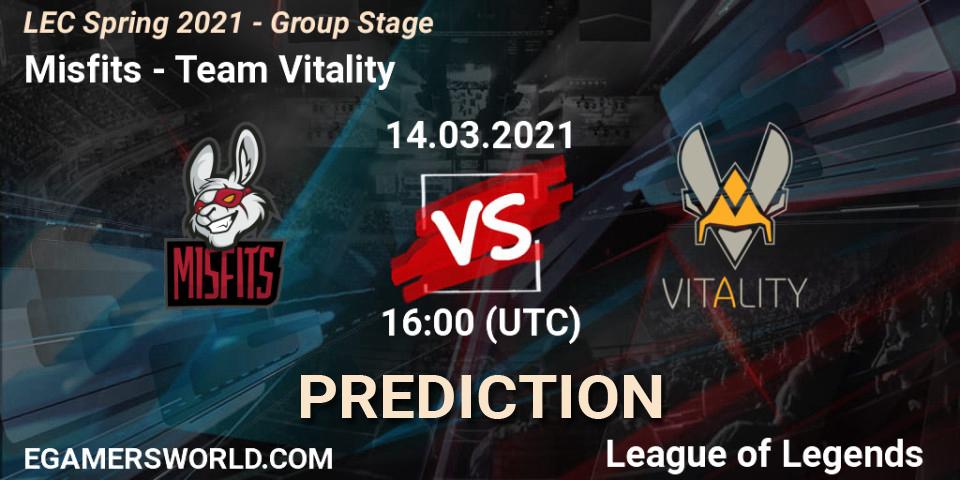 Misfits - Team Vitality: Maç tahminleri. 14.03.2021 at 16:00, LoL, LEC Spring 2021 - Group Stage