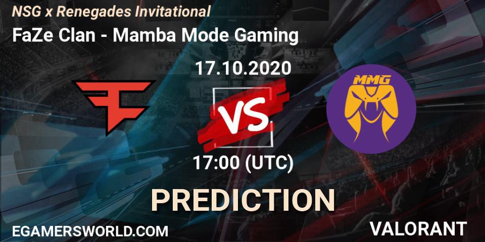 FaZe Clan - Mamba Mode Gaming: Maç tahminleri. 17.10.2020 at 17:00, VALORANT, NSG x Renegades Invitational