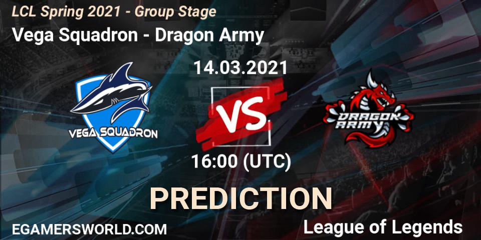 Vega Squadron - Dragon Army: Maç tahminleri. 14.03.2021 at 16:00, LoL, LCL Spring 2021 - Group Stage
