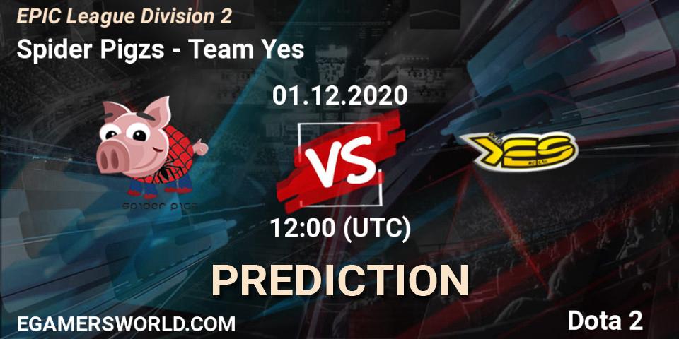 Spider Pigzs - Team Yes: Maç tahminleri. 01.12.2020 at 11:31, Dota 2, EPIC League Division 2