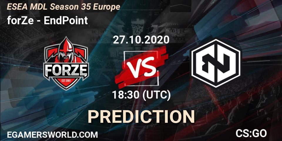 forZe - EndPoint: Maç tahminleri. 29.10.2020 at 16:35, Counter-Strike (CS2), ESEA MDL Season 35 Europe