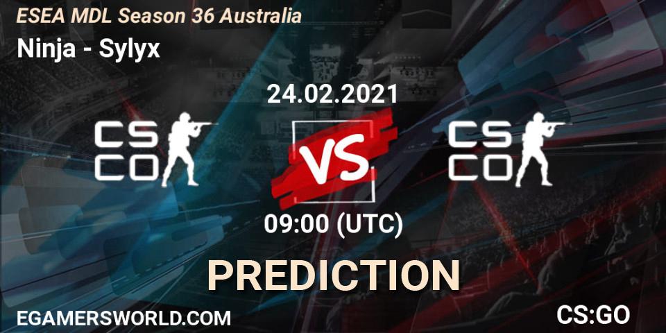 Ninja - Sylyx: Maç tahminleri. 24.02.2021 at 09:00, Counter-Strike (CS2), MDL ESEA Season 36: Australia - Premier Division