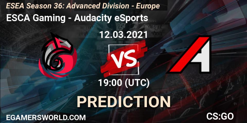 ESCA Gaming - Audacity eSports: Maç tahminleri. 12.03.2021 at 19:00, Counter-Strike (CS2), ESEA Season 36: Europe - Advanced Division