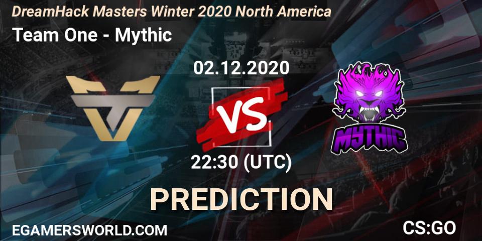Team One - Mythic: Maç tahminleri. 02.12.2020 at 22:30, Counter-Strike (CS2), DreamHack Masters Winter 2020 North America