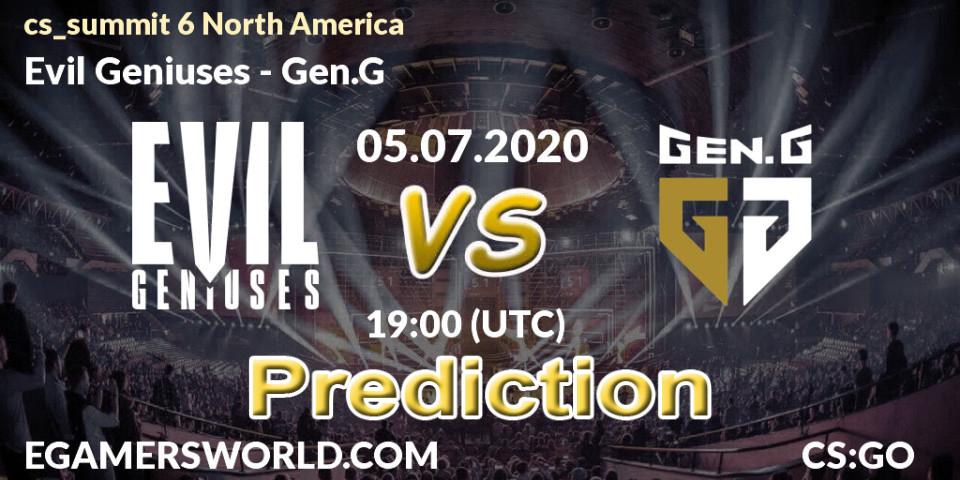 Evil Geniuses - Gen.G: Maç tahminleri. 05.07.2020 at 19:30, Counter-Strike (CS2), cs_summit 6 North America