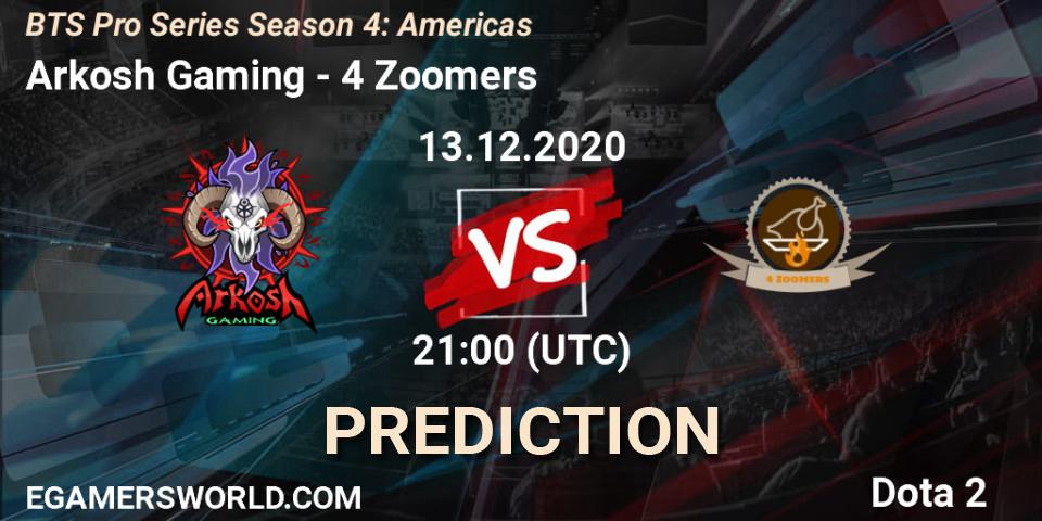 Arkosh Gaming - 4 Zoomers: Maç tahminleri. 13.12.2020 at 21:06, Dota 2, BTS Pro Series Season 4: Americas