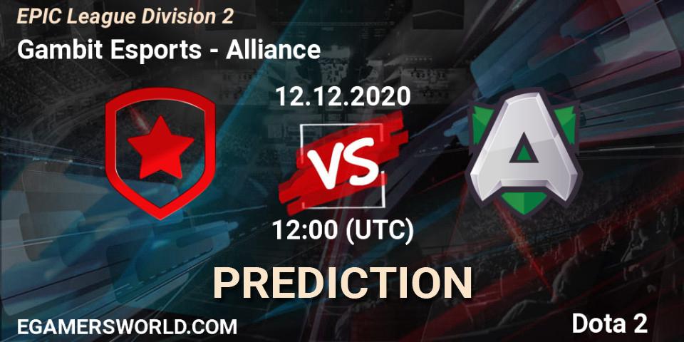 Gambit Esports - Alliance: Maç tahminleri. 12.12.20, Dota 2, EPIC League Division 2