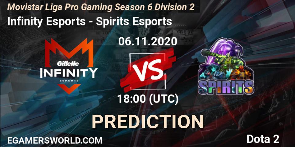 Infinity Esports - Spirits Esports: Maç tahminleri. 06.11.2020 at 18:17, Dota 2, Movistar Liga Pro Gaming Season 6 Division 2