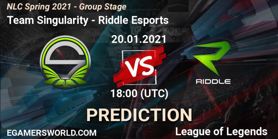 Team Singularity - Riddle Esports: Maç tahminleri. 20.01.2021 at 18:00, LoL, NLC Spring 2021 - Group Stage