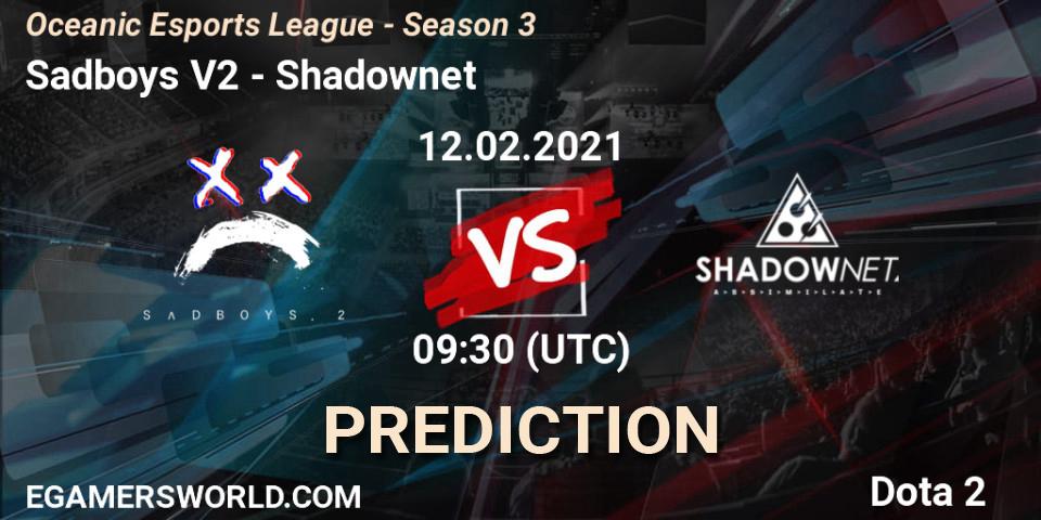 Sadboys V2 - Shadownet: Maç tahminleri. 12.02.2021 at 09:30, Dota 2, Oceanic Esports League - Season 3