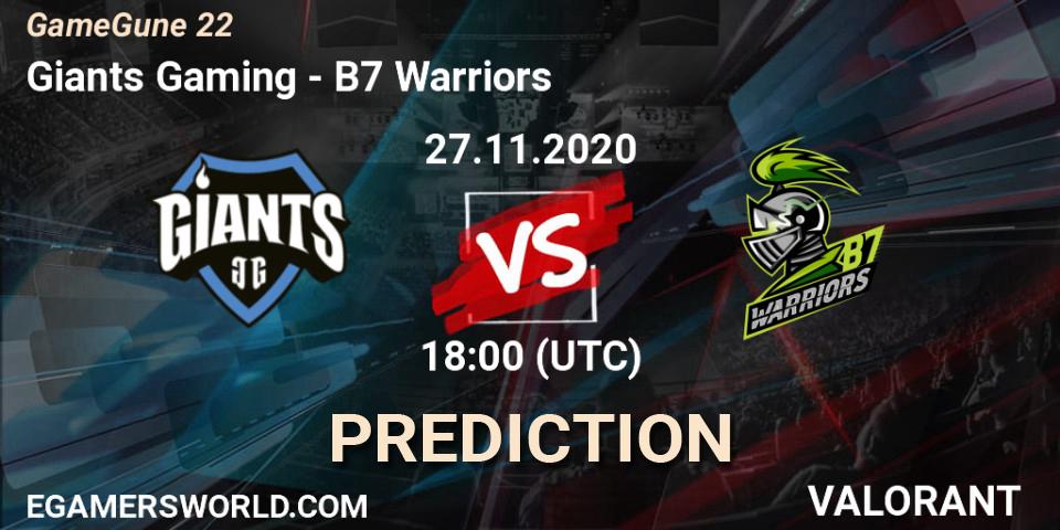 Giants Gaming - B7 Warriors: Maç tahminleri. 27.11.2020 at 18:00, VALORANT, GameGune 22