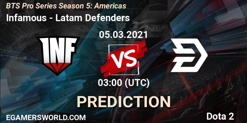 Infamous - Latam Defenders: Maç tahminleri. 05.03.2021 at 03:02, Dota 2, BTS Pro Series Season 5: Americas