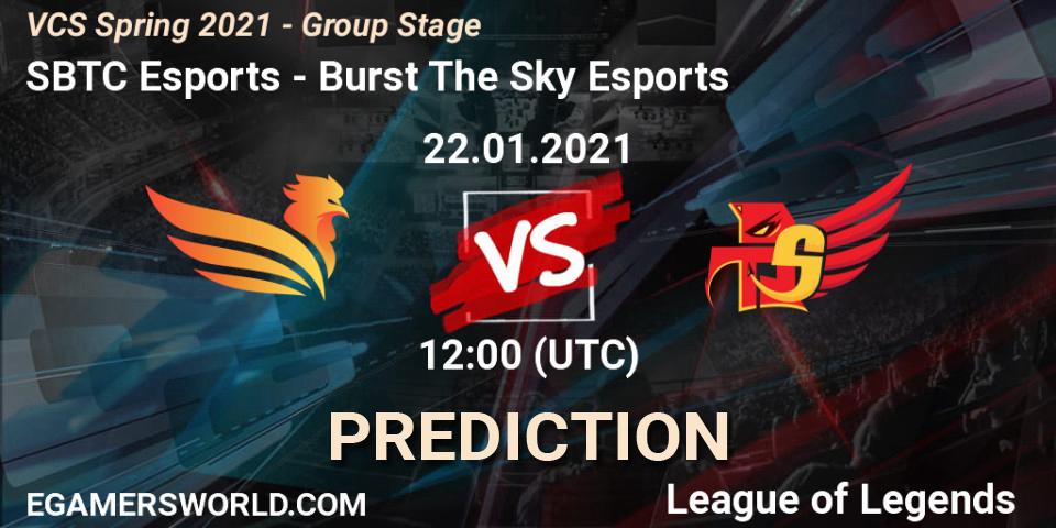 SBTC Esports - Burst The Sky Esports: Maç tahminleri. 22.01.2021 at 12:10, LoL, VCS Spring 2021 - Group Stage
