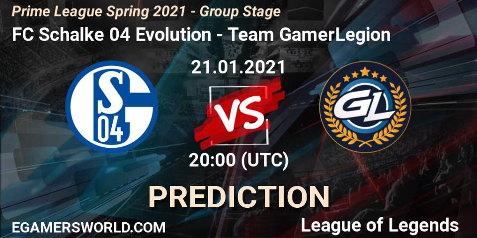 FC Schalke 04 Evolution - Team GamerLegion: Maç tahminleri. 21.01.2021 at 20:00, LoL, Prime League Spring 2021 - Group Stage