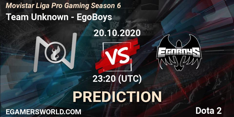Team Unknown - EgoBoys: Maç tahminleri. 20.10.2020 at 23:55, Dota 2, Movistar Liga Pro Gaming Season 6
