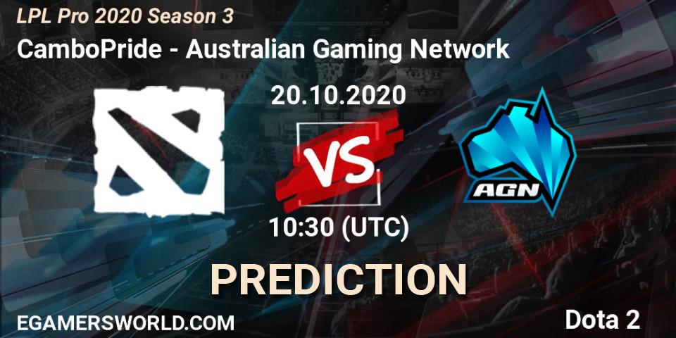 CamboPride - Australian Gaming Network: Maç tahminleri. 26.10.20, Dota 2, LPL Pro 2020 Season 3
