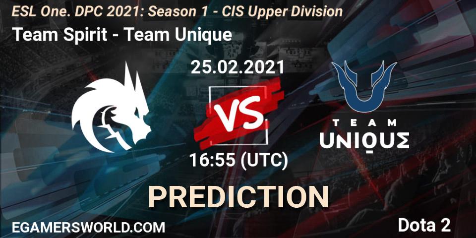 Team Spirit - Team Unique: Maç tahminleri. 25.02.2021 at 17:08, Dota 2, ESL One. DPC 2021: Season 1 - CIS Upper Division
