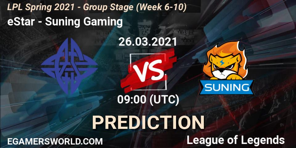 eStar - Suning Gaming: Maç tahminleri. 26.03.2021 at 09:00, LoL, LPL Spring 2021 - Group Stage (Week 6-10)