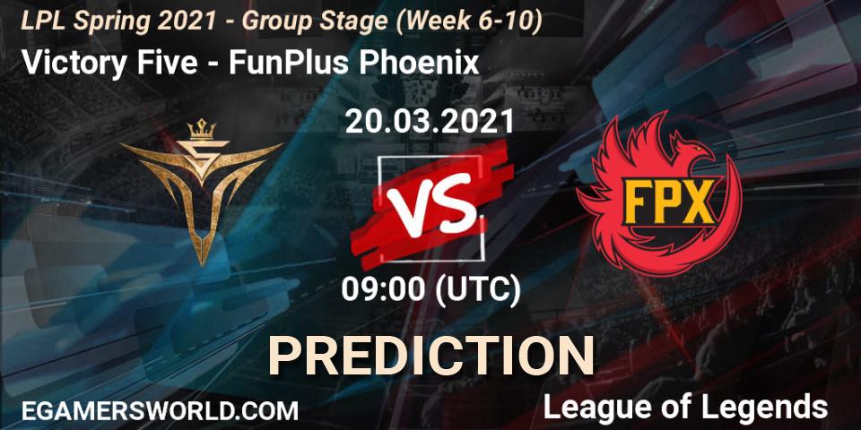 Victory Five - FunPlus Phoenix: Maç tahminleri. 20.03.2021 at 09:00, LoL, LPL Spring 2021 - Group Stage (Week 6-10)