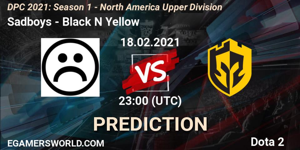 Sadboys - Black N Yellow: Maç tahminleri. 18.02.2021 at 23:31, Dota 2, DPC 2021: Season 1 - North America Upper Division
