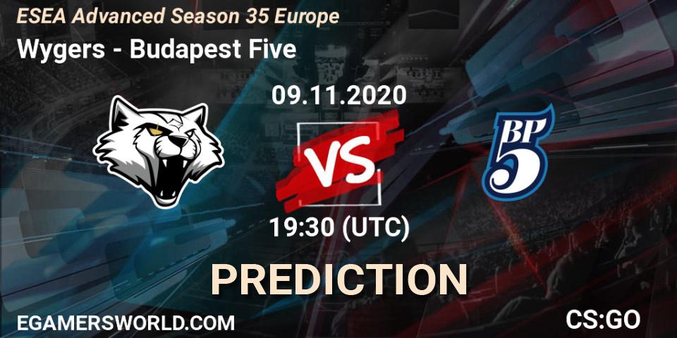 Wygers - Budapest Five: Maç tahminleri. 09.11.2020 at 16:00, Counter-Strike (CS2), ESEA Advanced Season 35 Europe