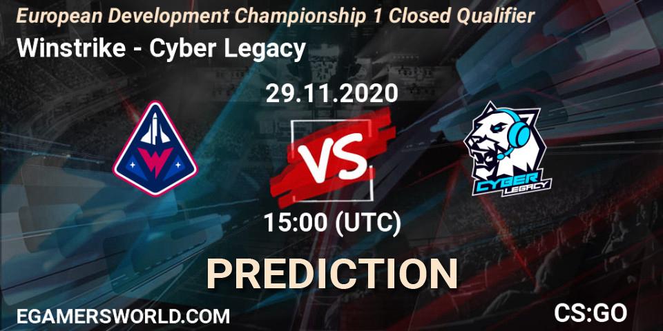 Winstrike - Cyber Legacy: Maç tahminleri. 29.11.2020 at 19:25, Counter-Strike (CS2), European Development Championship 1 Closed Qualifier