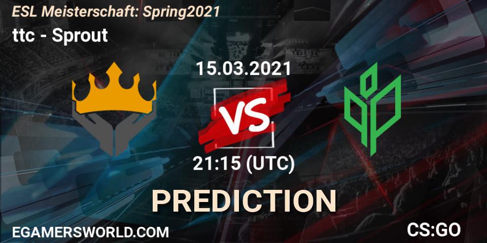 ttc - Sprout: Maç tahminleri. 15.03.2021 at 21:30, Counter-Strike (CS2), ESL Meisterschaft: Spring 2021