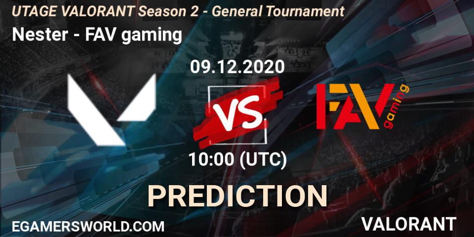 Nester - FAV gaming: Maç tahminleri. 09.12.2020 at 10:00, VALORANT, UTAGE VALORANT Season 2 - General Tournament