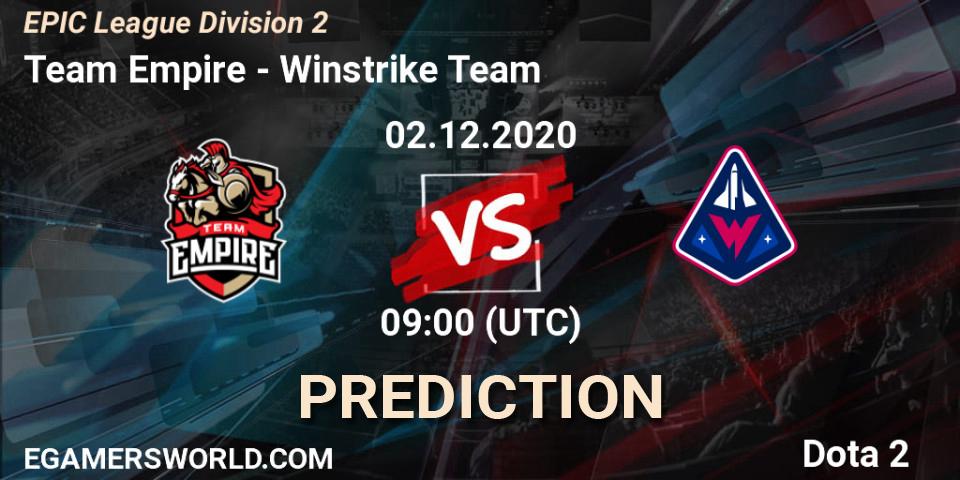 Team Empire - Winstrike Team: Maç tahminleri. 02.12.2020 at 16:00, Dota 2, EPIC League Division 2