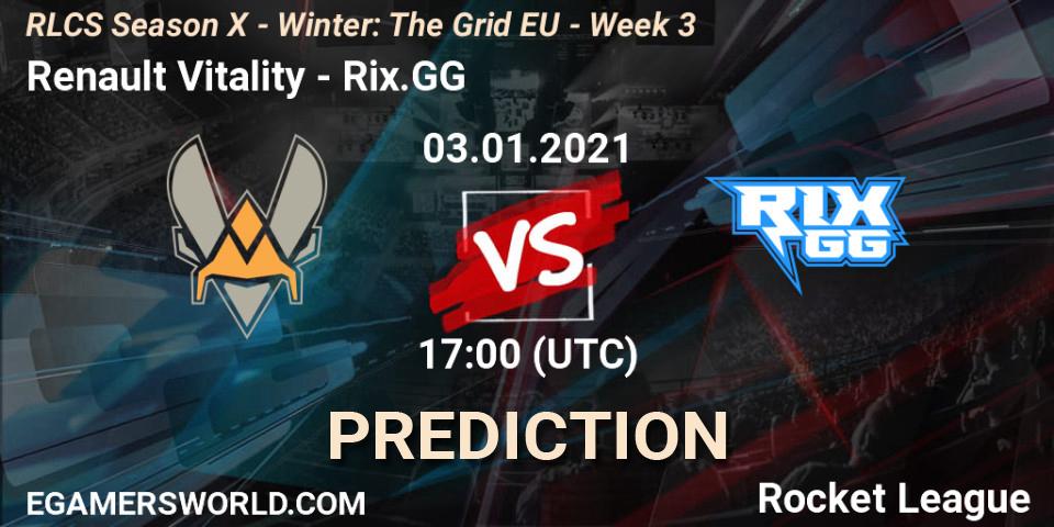 Renault Vitality - Rix.GG: Maç tahminleri. 03.01.21, Rocket League, RLCS Season X - Winter: The Grid EU - Week 3