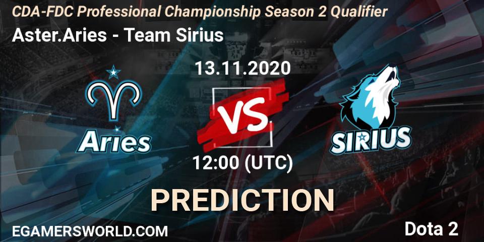 Aster.Aries - Team Sirius: Maç tahminleri. 13.11.2020 at 11:37, Dota 2, CDA-FDC Professional Championship Season 2 Qualifier
