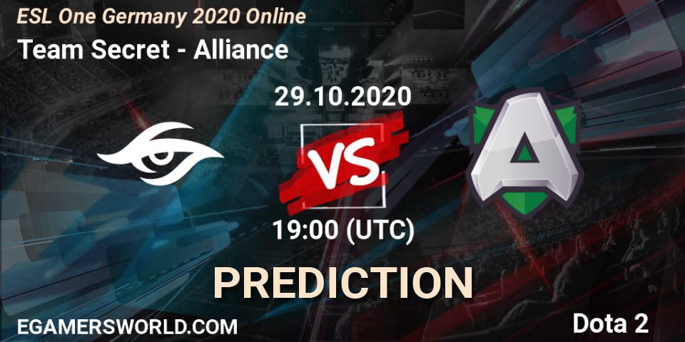 Team Secret - Alliance: Maç tahminleri. 29.10.2020 at 16:00, Dota 2, ESL One Germany 2020 Online