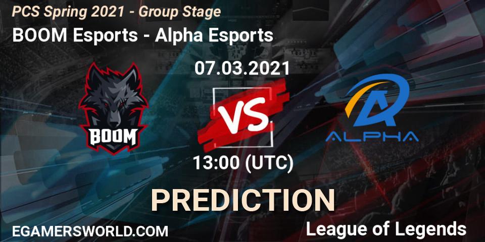 BOOM Esports - Alpha Esports: Maç tahminleri. 07.03.2021 at 13:00, LoL, PCS Spring 2021 - Group Stage