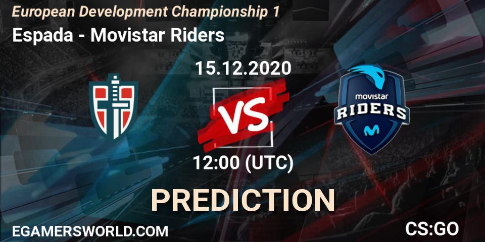 Espada - Movistar Riders: Maç tahminleri. 15.12.20, CS2 (CS:GO), European Development Championship 1