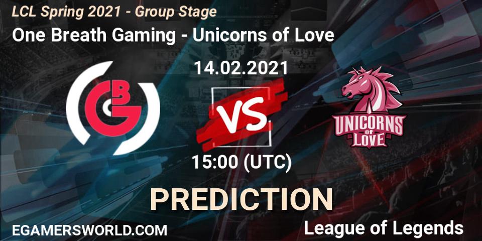 One Breath Gaming - Unicorns of Love: Maç tahminleri. 14.02.2021 at 15:00, LoL, LCL Spring 2021 - Group Stage
