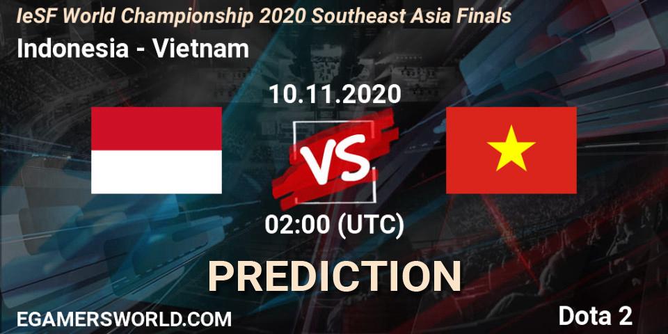 Indonesia - Vietnam: Maç tahminleri. 10.11.2020 at 02:00, Dota 2, IeSF World Championship 2020 Southeast Asia Finals
